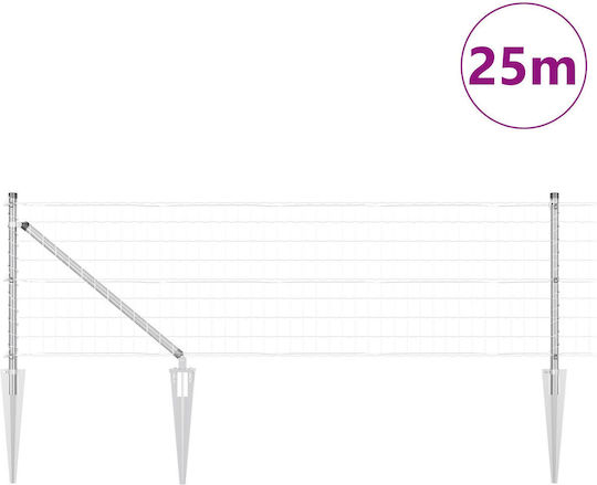vidaXL Galvanized Concertina Wire Fencing Set Silver 0.6x25m
