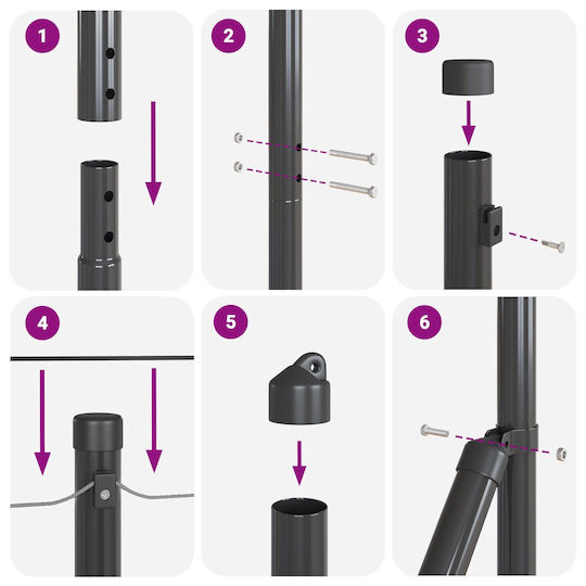 vidaXL Fence Poles Garden Fencing Material 1pcs Gray