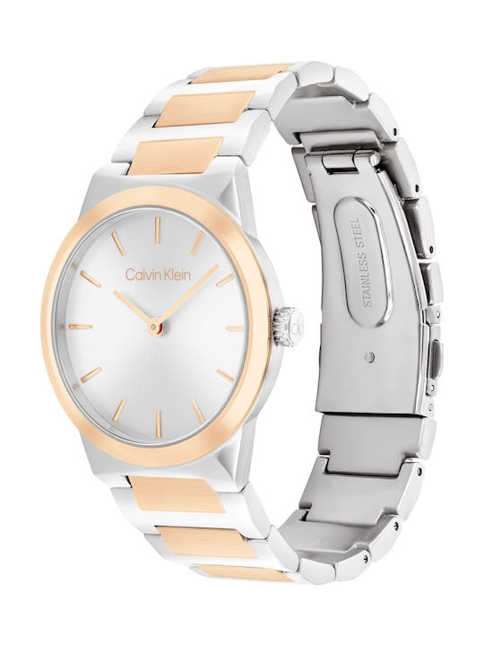 Calvin Klein Linear Elegance Ceas Dama 36mm Baterie Cu Brățară Argintie Din Oțel