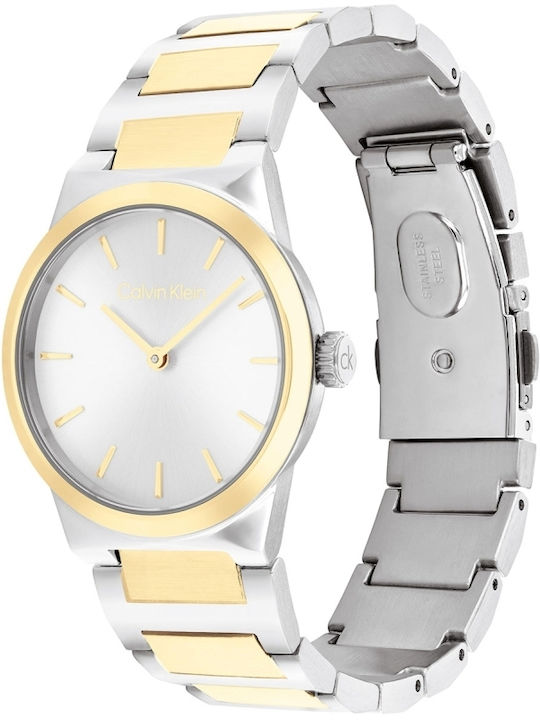 Calvin Klein Γυναικείο Ρολόι 32mm Μπαταρίας με Ασημί Μεταλλικό Μπρασελέ