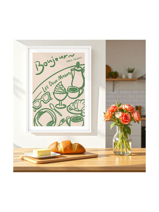 Poster Morning Coffee Pst25327 60cm X 90cm Μαύρο Ξύλινο Κάδρο