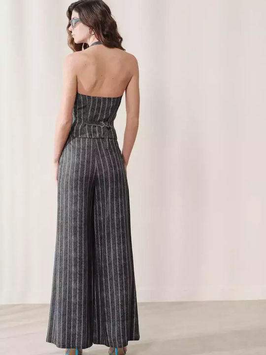Femei Din material textil Pantaloni cu Croială Normală Cu dungi Navy