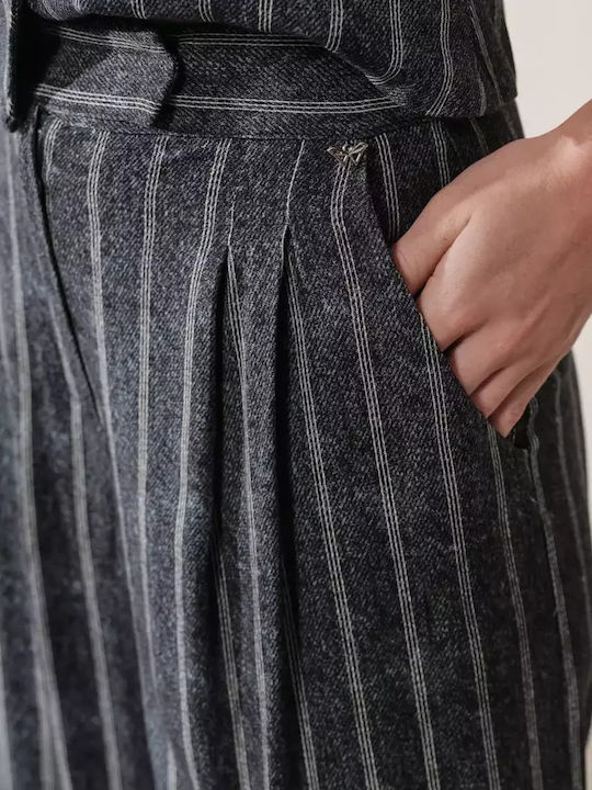 Femei Din material textil Pantaloni cu Croială Normală Cu dungi Navy