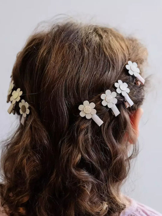 Mimi & Lula Set of Kids Hair Clips with Bobby Pin / Hair Clip Flower in Beige Color 8pcs