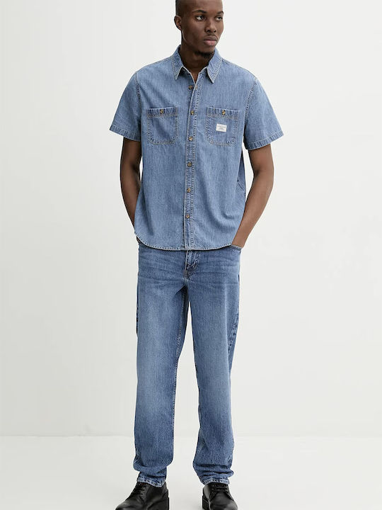 Short-sleeved Denim Shirt Blue