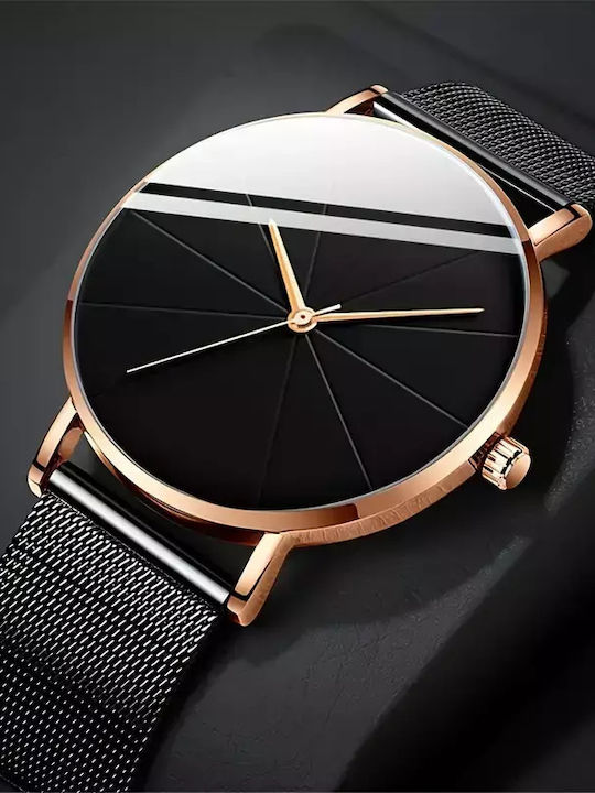 Damen Uhr mit Schwarz Kautschukarmband
