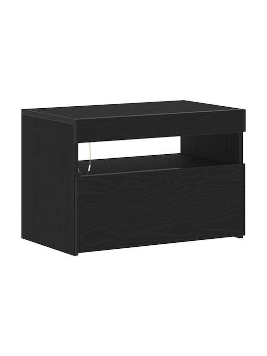 Wooden Bedside Table Black Oak 60x35x40cm