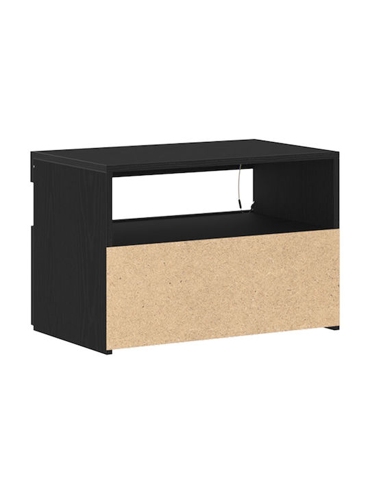 Wooden Bedside Table Black Oak 60x35x40cm