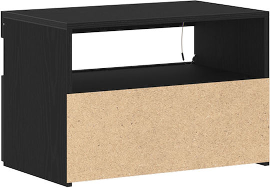 Κομοδίνο Ξύλινο Μαύρη δρυς 60x35x40cm