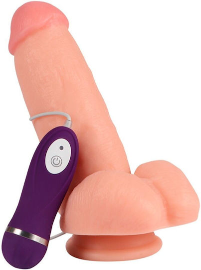 Shequ Red Eagle Realistic Vibrator with Remote Control 17cm Flesh