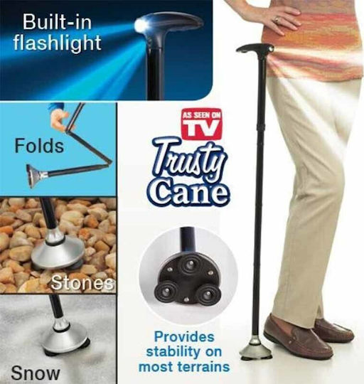 Baston pliabil cu bază pivotantă, lumină LED și reglare pe înălțime Trusty Cane