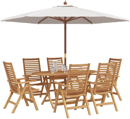Set Sala De Mese Pentru Exterior 7 Piese Maro