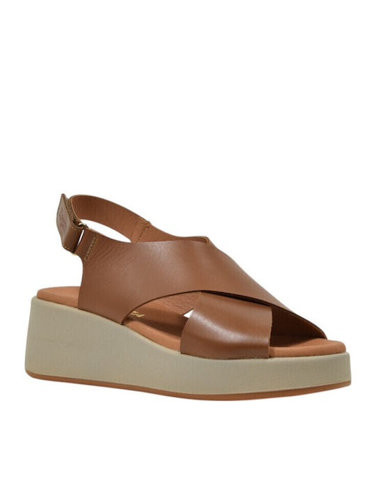 Women's Leather Platform Shoes Tabac Brown