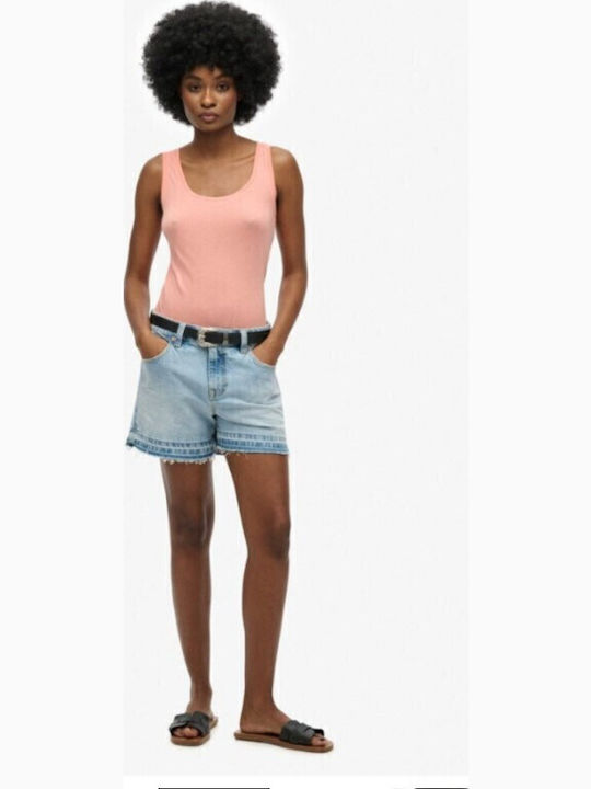 Damen Bluse Ärmellos Koralle