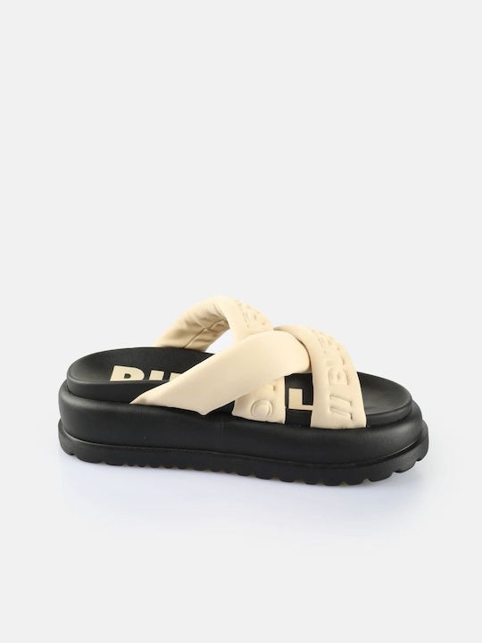 Women's Flat Sandals Flatforms in Beige Color