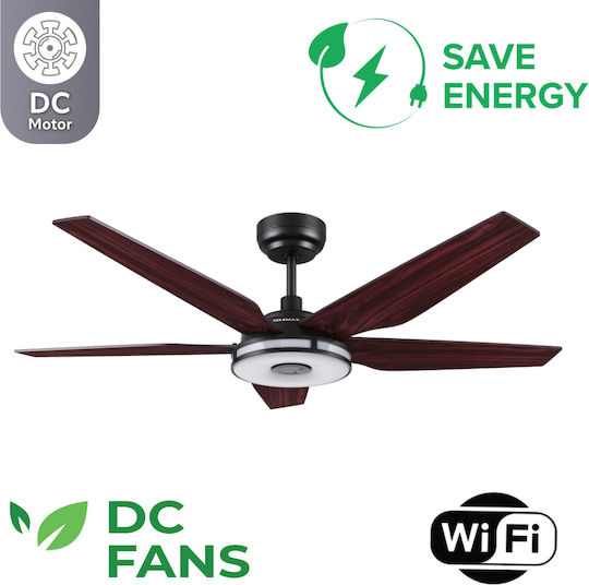 Telemax CES565SL Ceiling Fan 142cm With Light Brown / Black