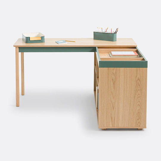 Ecke Schreibtisch Holz Grün 150x140x76cm