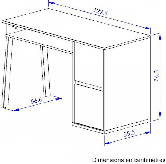 Desk Larvik Wooden Blond Oak / Blue 123x56x77cm