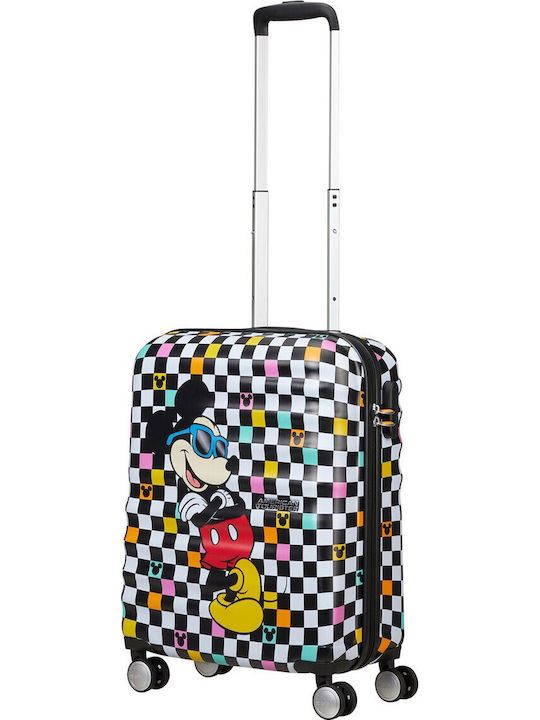 American Tourister WaveBreaker Valiză De Călătorie Pentru Copii Cabina Tough Mickey Check Cu 4 Roți Înălțime 55 Cm