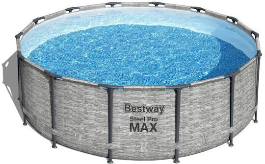 Bestway Скръгъл Басейн PVC 15.232л с Метална Рамка 427x122см Сив
