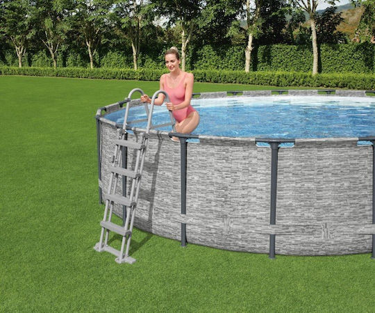 Bestway Скръгъл Басейн PVC 15.232л с Метална Рамка 427x122см Сив