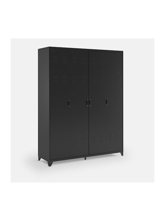 Четирикрилен гардероб Hiba Метал с 6 рафтове 170x52x217бр