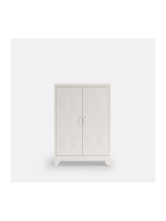 Zweiflügeliger Schrank Hiba Metallisch mit 2 Regale 75x33x110cm