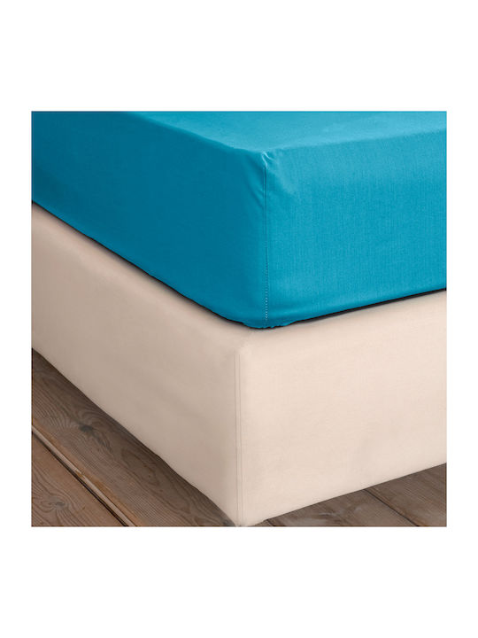 Nima Sheet Super-Double 240x260cm. Unicolors Petrol Blue