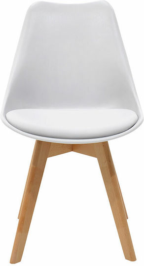 Gaston Καρέκλα Τραπεζαρίας από Πολυπροπυλένιο White - Natural 47.5x57x80.5εκ.