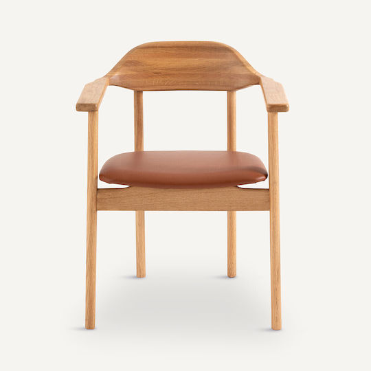 Dining Room Genuine Leather Armchair Brown 59.5x56x76.5cm