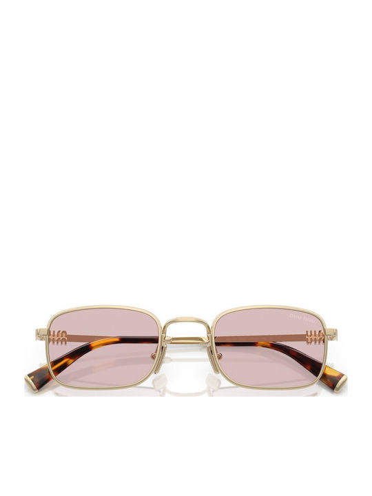 Miu Miu Unisex Γυαλιά Ηλίου με Χρυσό Μεταλλικό Σκελετό και Ροζ Φακό