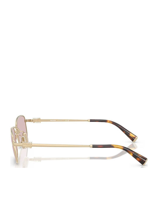 Miu Miu Unisex Γυαλιά Ηλίου με Χρυσό Μεταλλικό Σκελετό και Ροζ Φακό