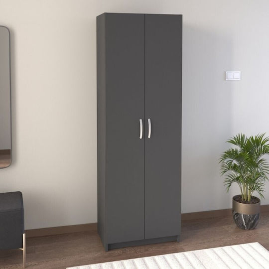 Doppeltür Kleiderschrank Renso Charcoal 59.8x37.8x178.5cm