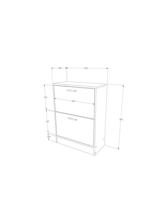 Holz Schuhschrank Rhine 63x30x85cm