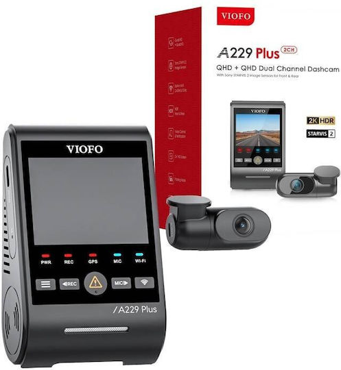 Viofo A229 Set Camera DVR Auto 1440P cu Ecran 2.4" pentru Parbriz cu Autocolant & Camera de Marsarier