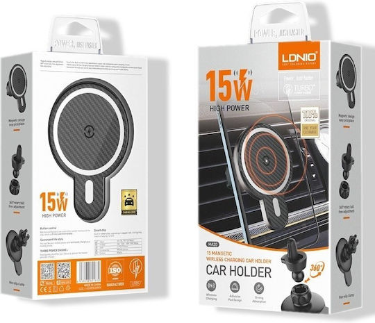 Ldnio Car Mobile Mount with Magnet and Wireless Charging Black