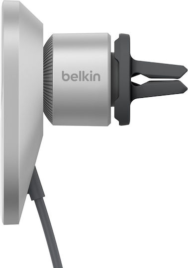 Belkin Βάση Κινητού Αυτοκινήτου με Μαγνήτη και Ασύρματη Φόρτιση Ασημί