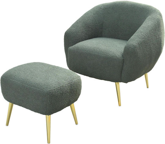 Fuzzy Sessel mit Fußhocker Grün 78x74x74cm