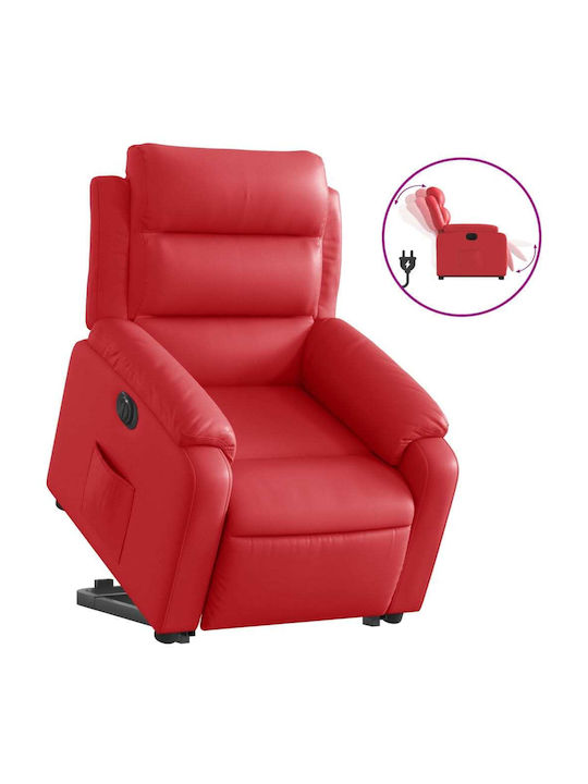 Fotoliu Relax cu Puf din Piele Ecologică Roșu 75x92.5x100cm