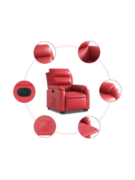 Fotoliu Relax cu Puf din Piele Ecologică Roșu 75x92.5x100cm