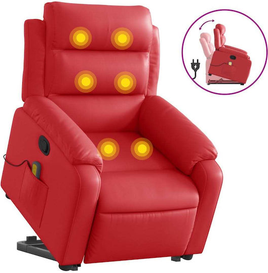 Relaxsessel Friseurwaschbecken mit Fußhocker aus Kunstleder Red 75x92.5x100cm
