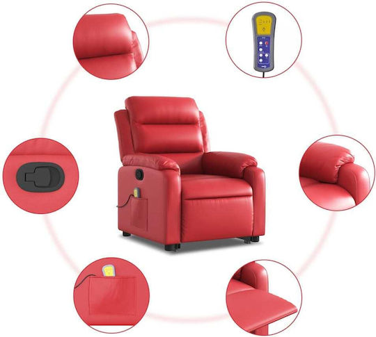 Relaxsessel Friseurwaschbecken mit Fußhocker aus Kunstleder Red 75x92.5x100cm