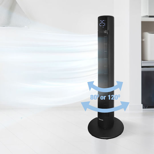 Rohnson Ventilator Turm 30W mit Fernbedienung Schwarzer