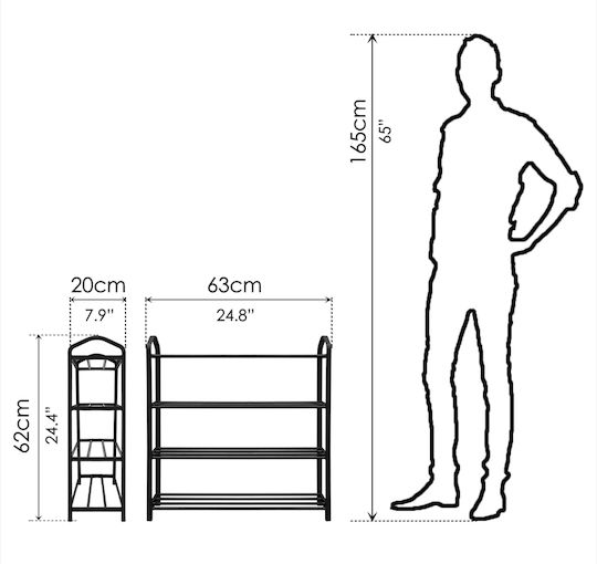 Plastik Schuhschrank 62x20x62cm