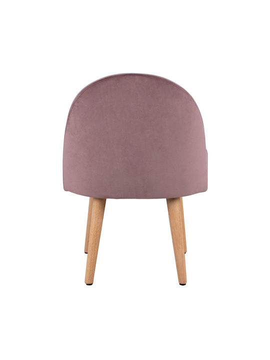 Stool For Living Room with Backrest Upholstered with Velvet Yasmine Pink 47x43x63.5cm