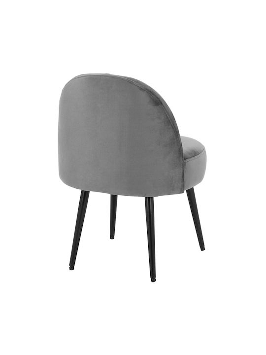Stool For Living Room with Backrest Upholstered with Velvet Yasmine Gray 47x43x63.5cm