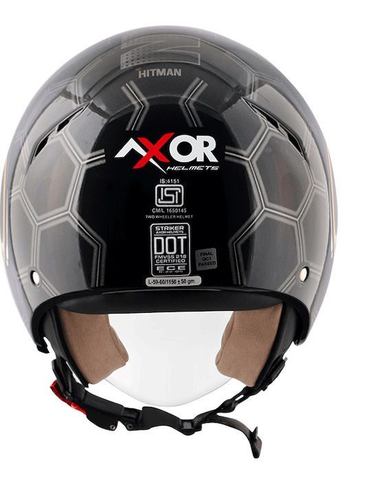 Axor Striker Hitman Black/Grey Κράνος Μηχανής Jet ECE 22.06 1150gr με Sunvisor