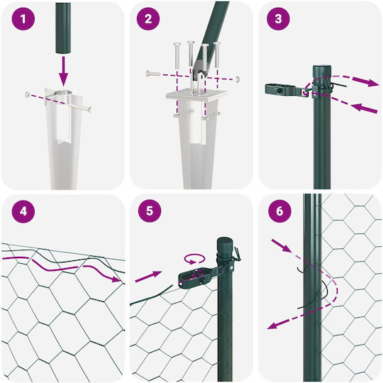 vidaXL vidaXL Verzinktes Stacheldraht Drahtzaun Set Grün 0,4x25m