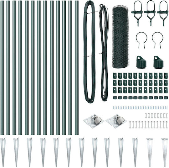 vidaXL vidaXL Verzinktes Stacheldraht Drahtzaun Set Grün 0,4x25m