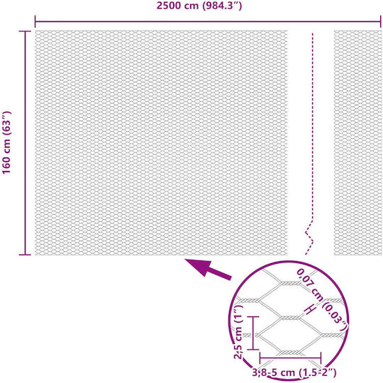 vidaXL Plasă de sârmă Galvanizat Module Gri 1.6x25m
